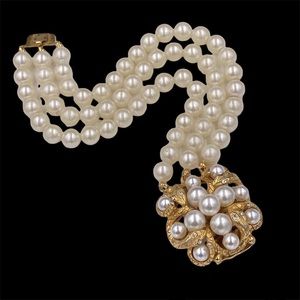 Vintage Florenza Coiled Snakes Faux Pearl Bracelet